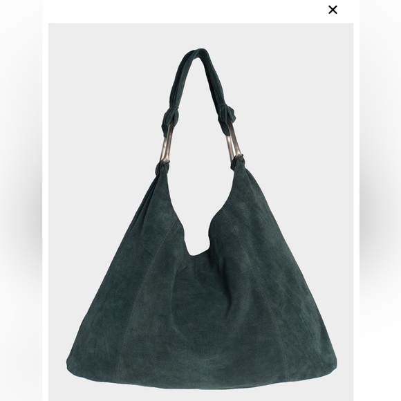 Free People Handbags - Free People Dark Green Suede Shoulder Bag
